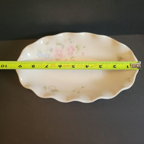 Pfaltzgraff Floral Scalloped Oval Serving Dish 11" x 7" Ceramic Vintage Tea Rose - Picture 7 of 9